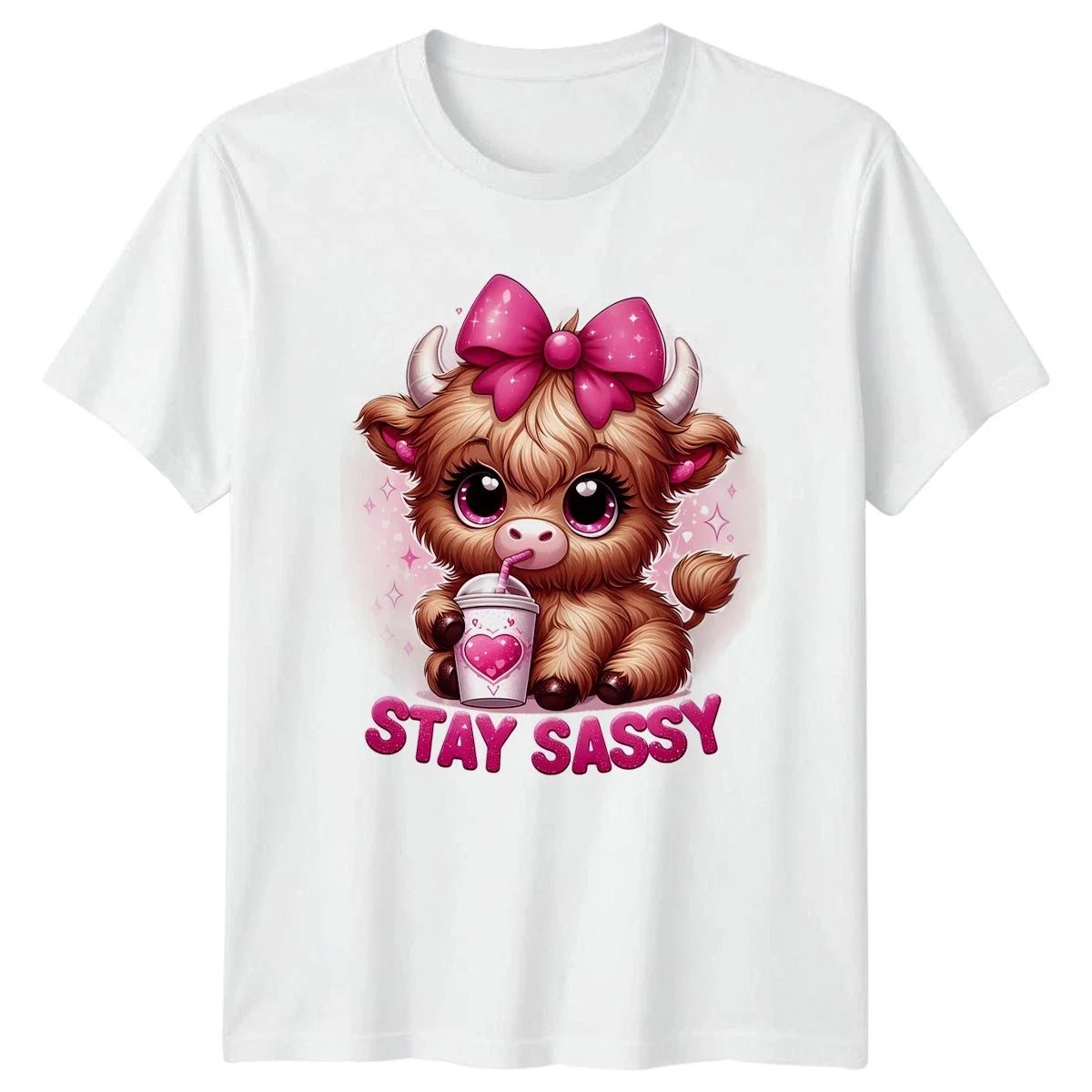 Stay Sassy Womens T-Shirt Kawaii Highland Cow Cattle