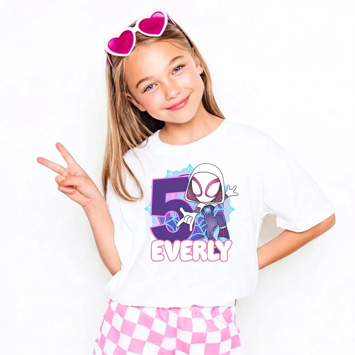Custom Marvel Spider-Gwen Birthday Shirt, Personalized Ghost Spider Hero Tee