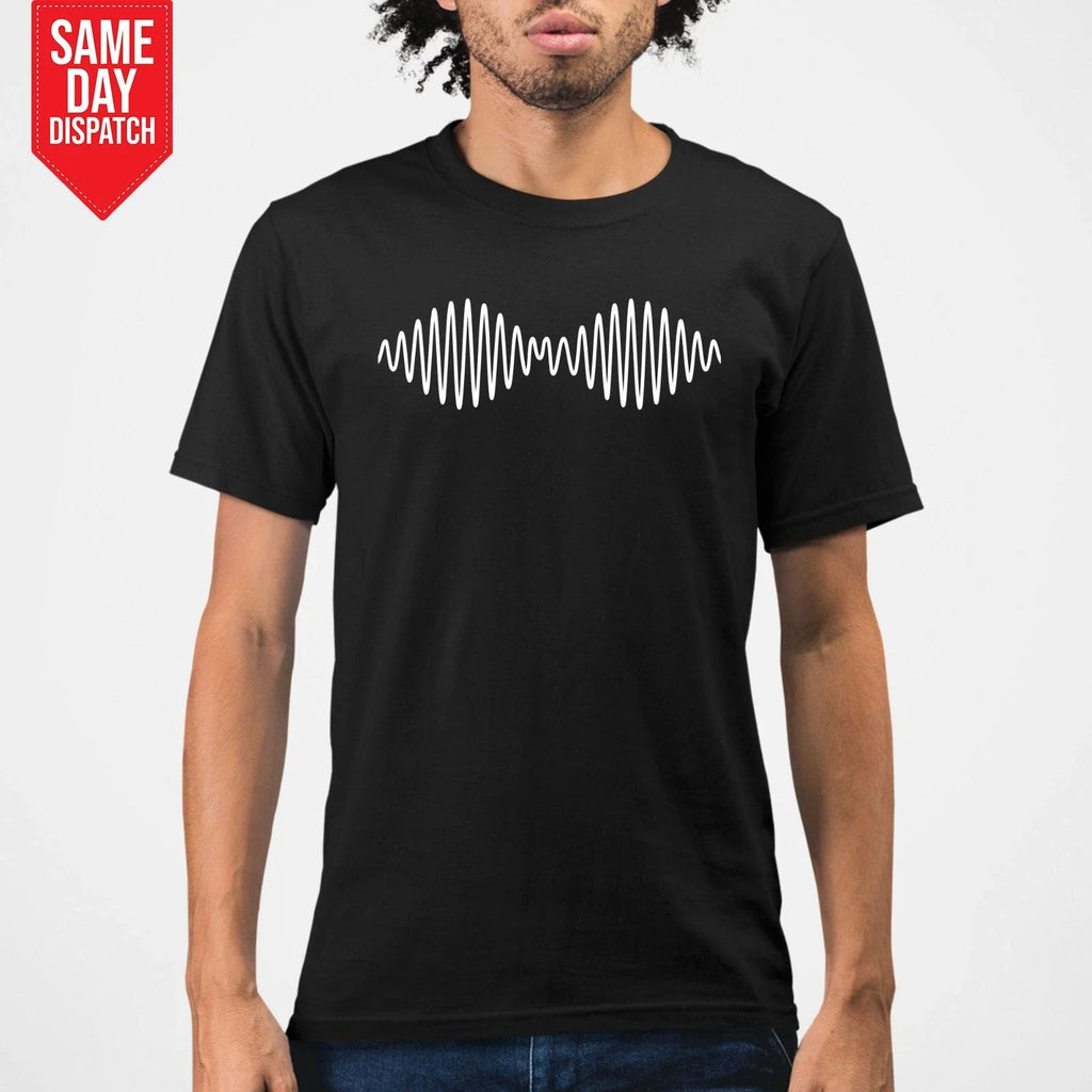 Arctic Monkeys T Shirt Crew Neck Printed Soundwave Design 100% Cotton Unisex Top