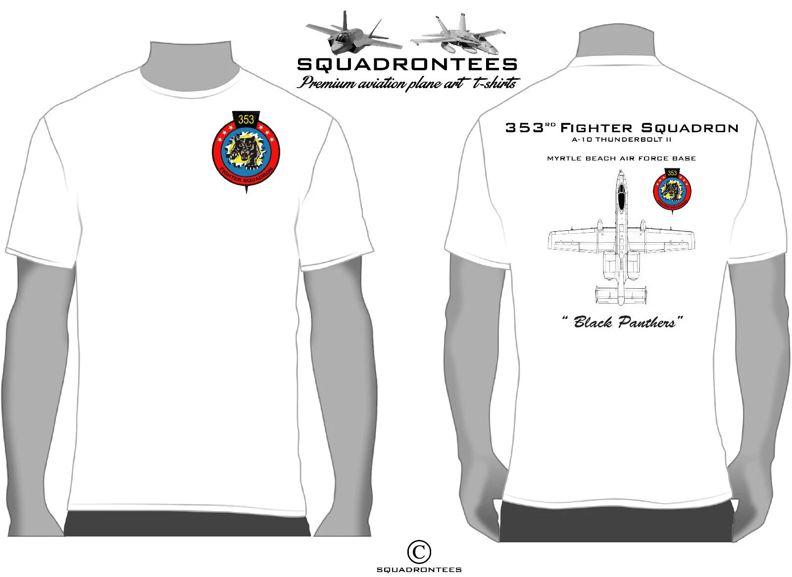 353rd Fighter Squadron Black Panthers Squadron T-Shirt, USAF Licensed Product
