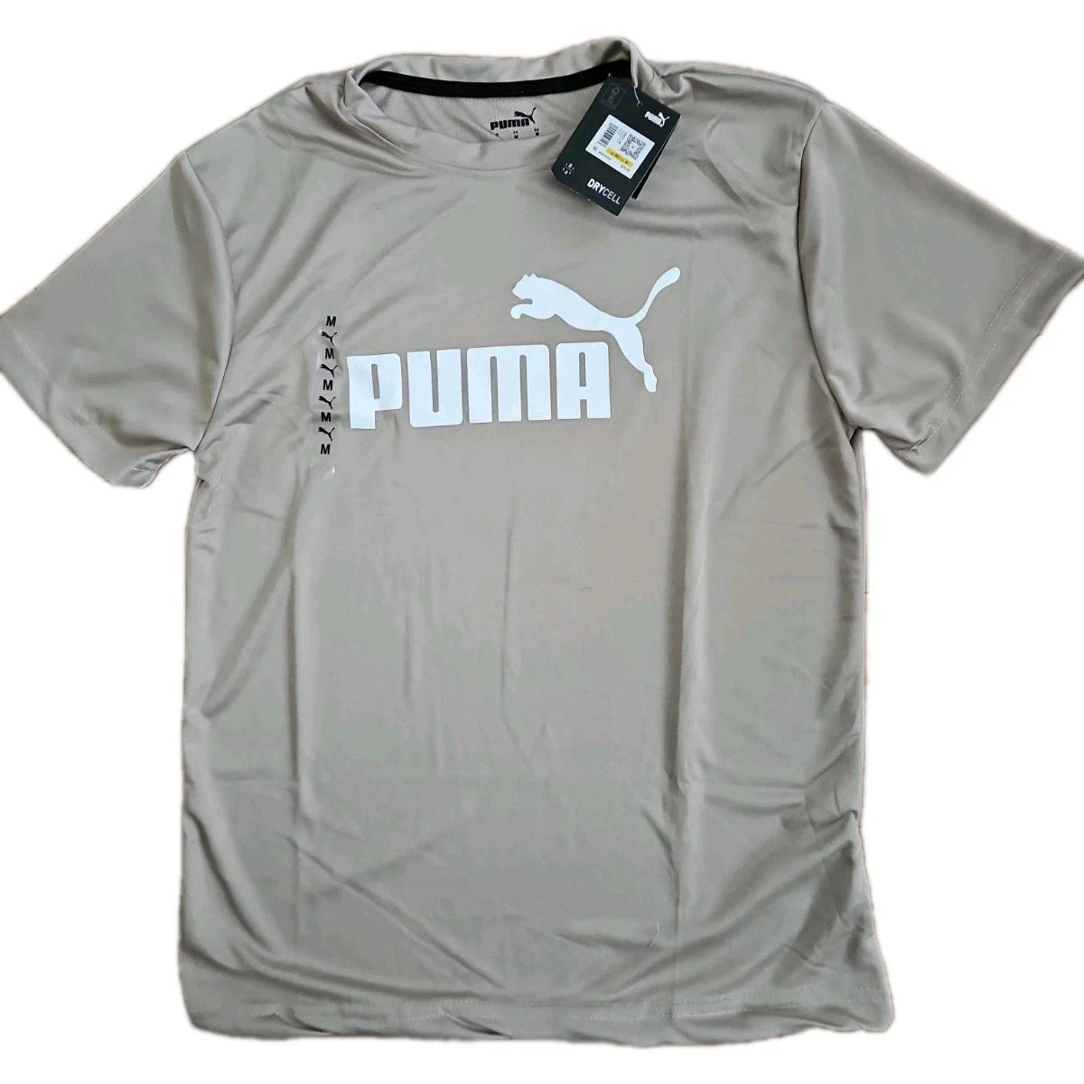PUMA Logo Men's Dry Cell Short-Sleeve T-Shirt Beige Size Large NEW