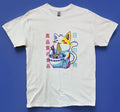 Kawaii Anime Japanese Neko Cat Eating Ramen Noodles T-shirt White Size Large