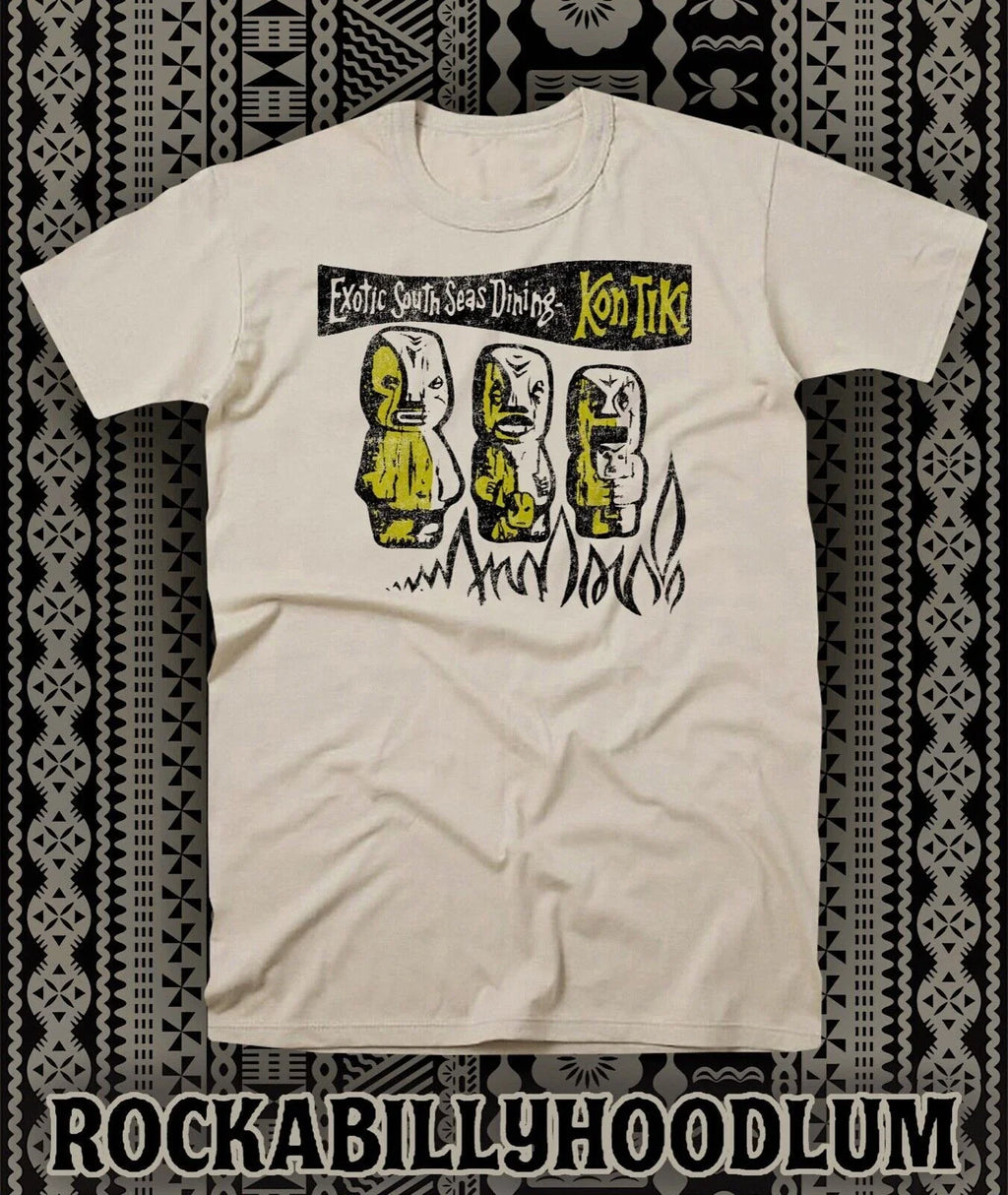 Retro Tiki Tee T Shirt Bar Restaurant Mug Kon Tiki Exotic South Seas Dining
