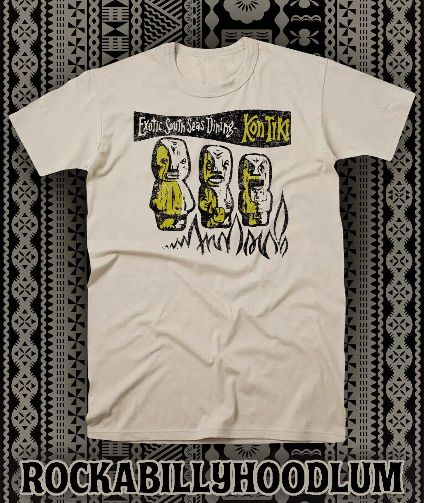 Retro Tiki Tee T Shirt Bar Restaurant Mug Kon Tiki Exotic South Seas Dining