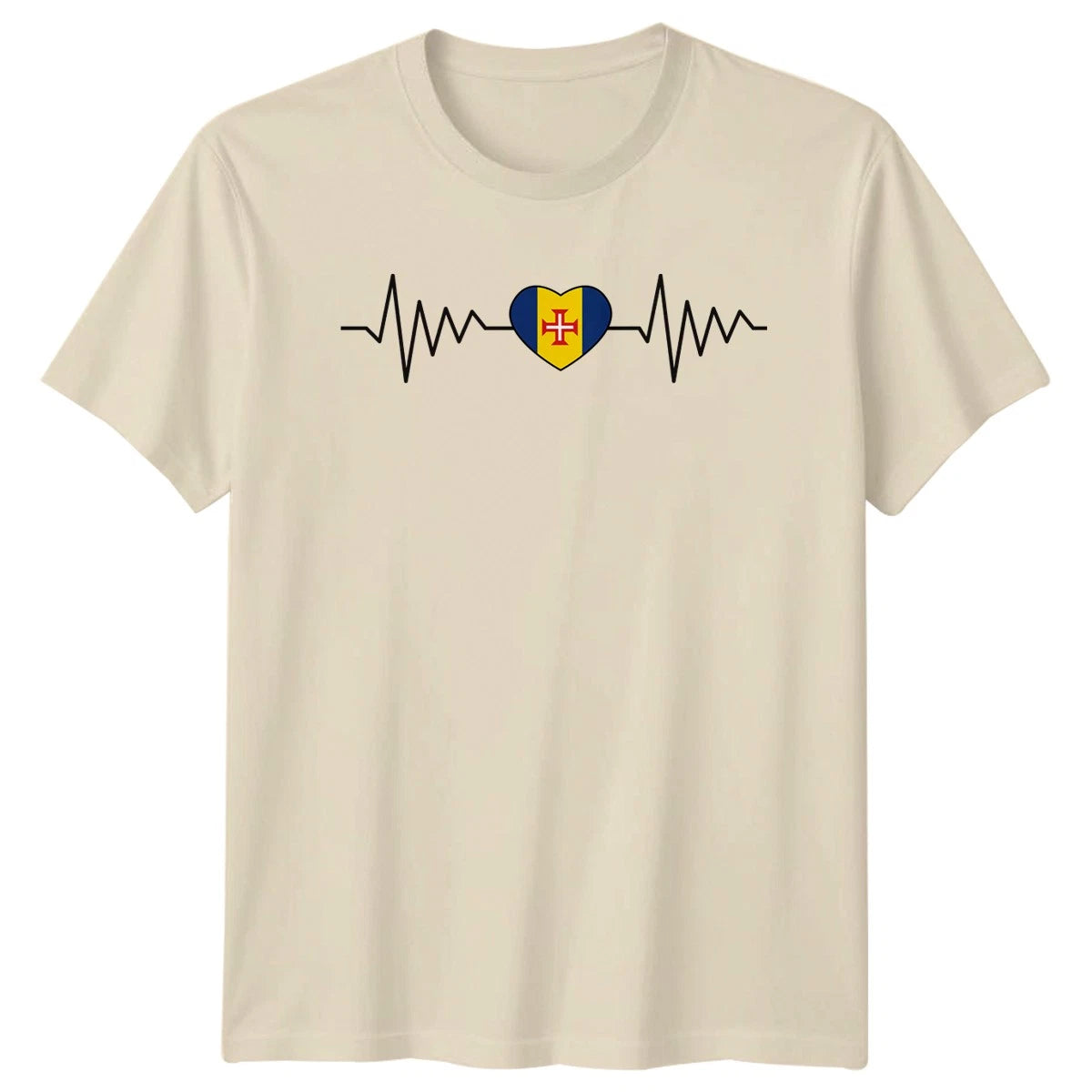 Madeira Flag Heartbeat T-Shirt Madeira Island Portugal Gift For Him And Her