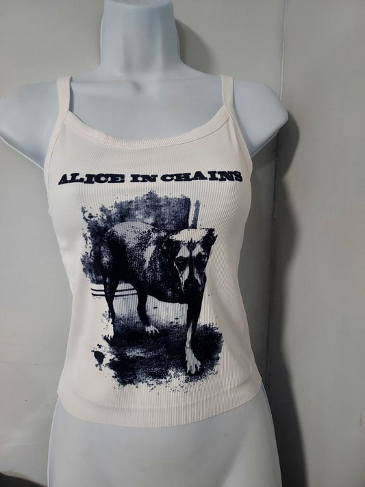 Alice in Chains Tripod tank top 3 Legged Dog Hand Cropped ribbed shirt Aic
