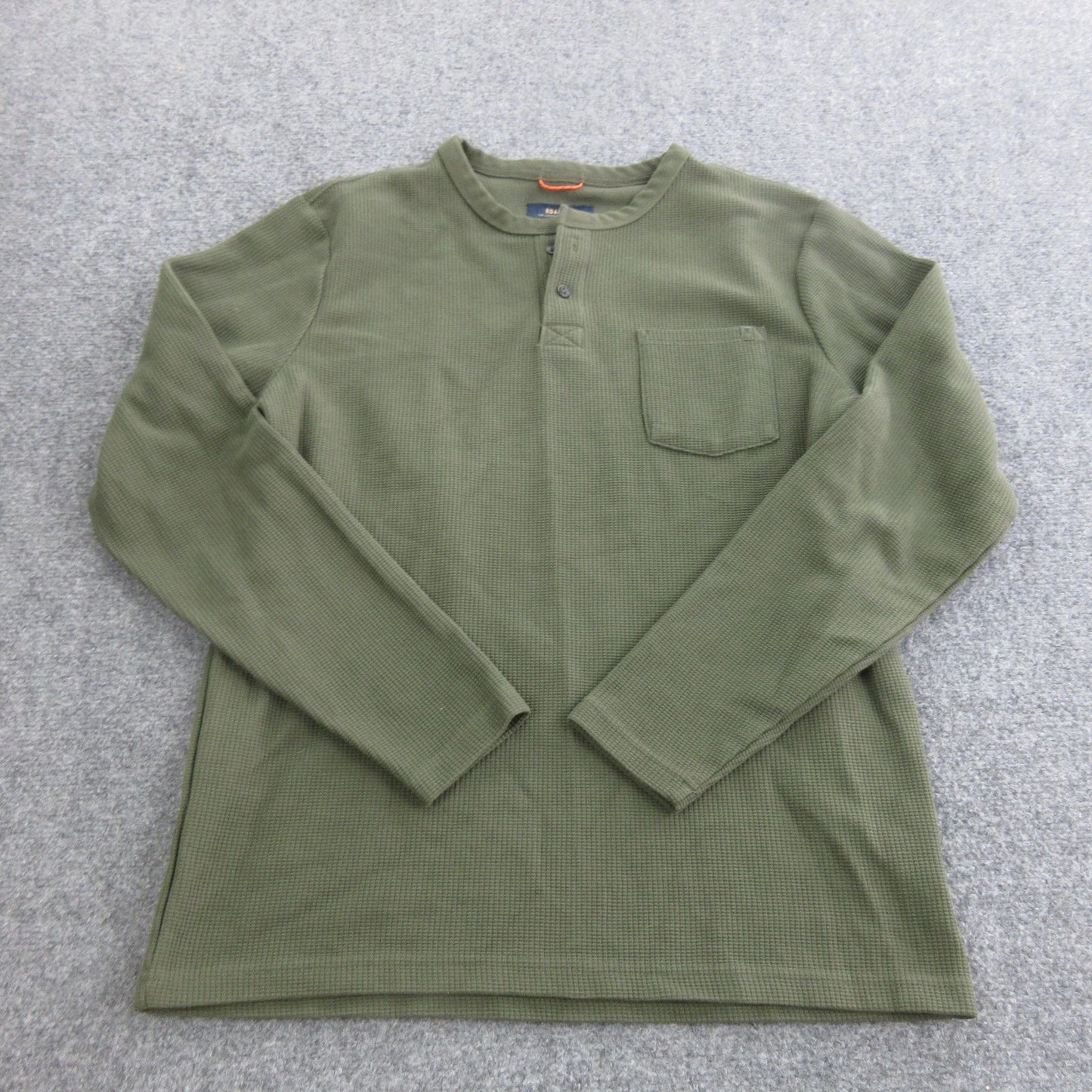 Roark Henley Shirt Mens Large Green Long Sleeve Thermal Pocket Casual Top