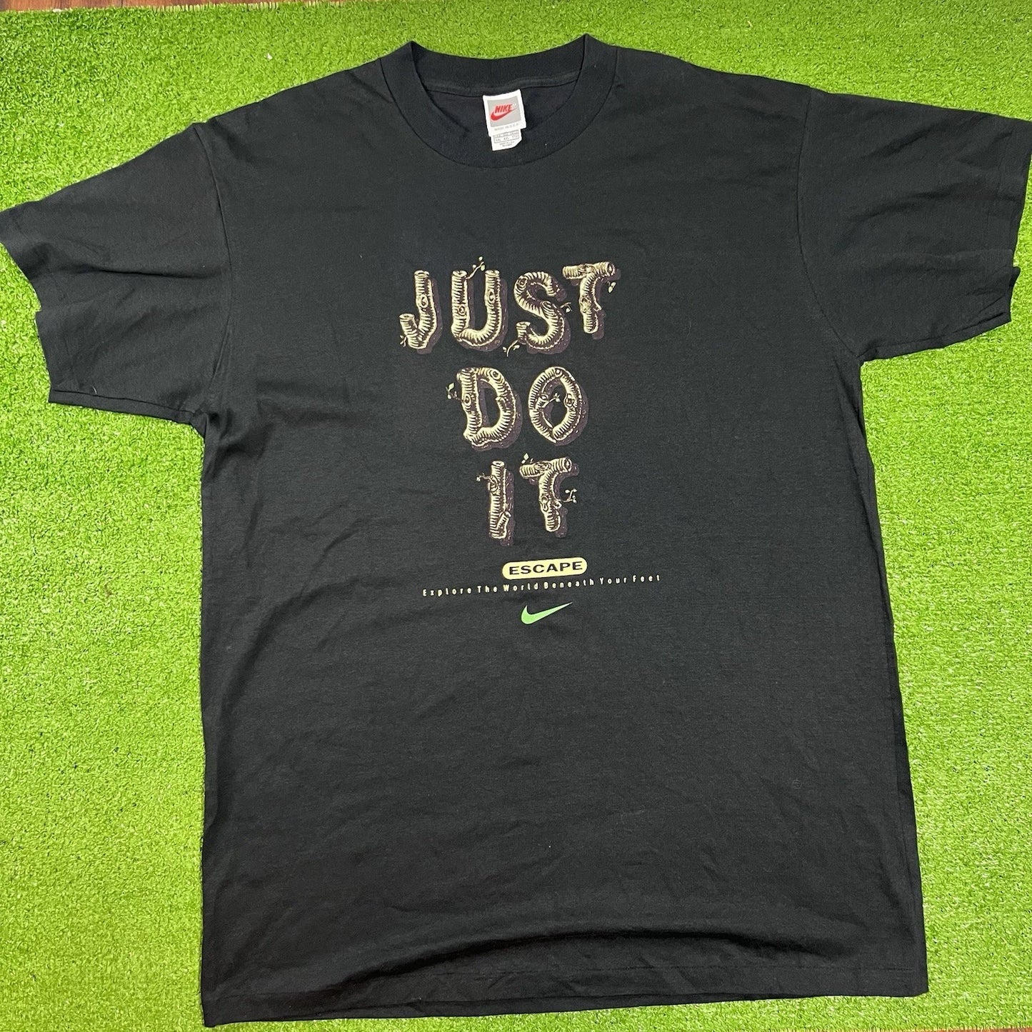 Vintage Nike Just Do It Shirt 2XL 90s Single Stitch Black NWOT Escape Rare Y2K