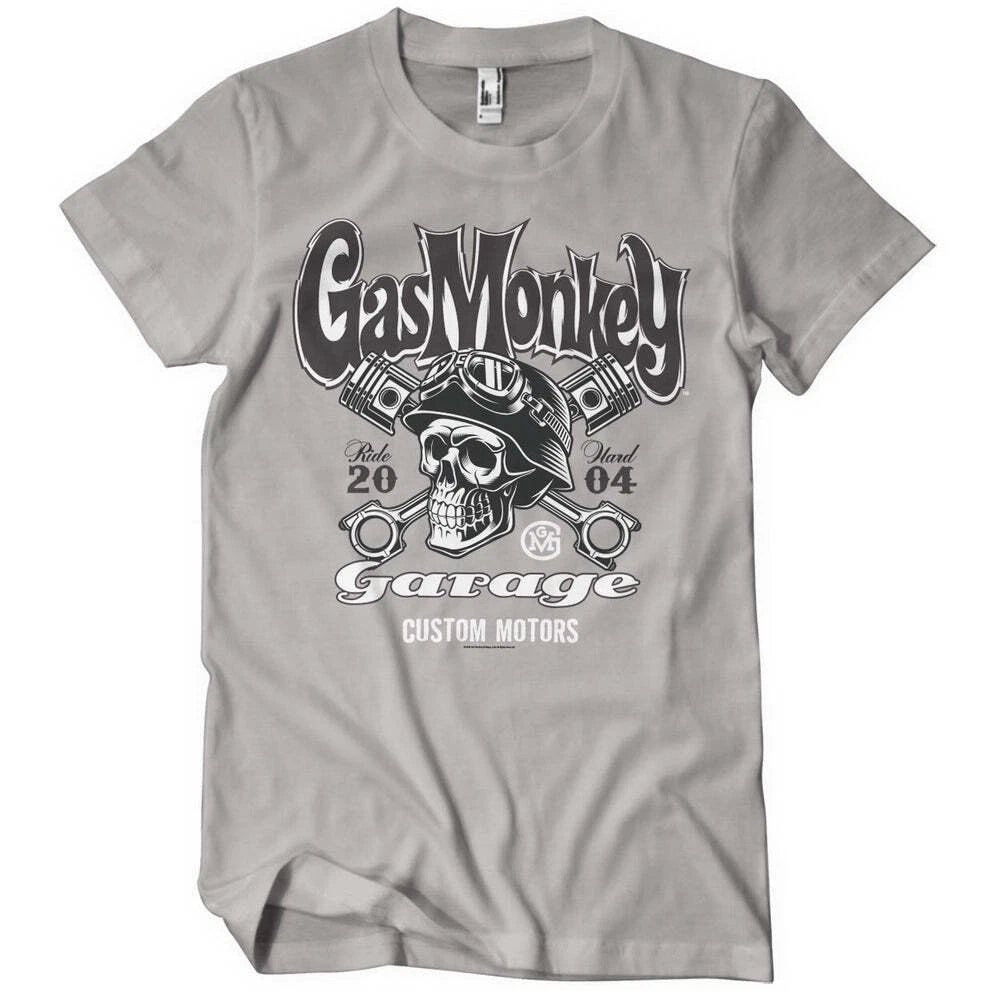 Officially Licensed Gas Monkey Garage - Custom Motors Skull Mens T-Shirt