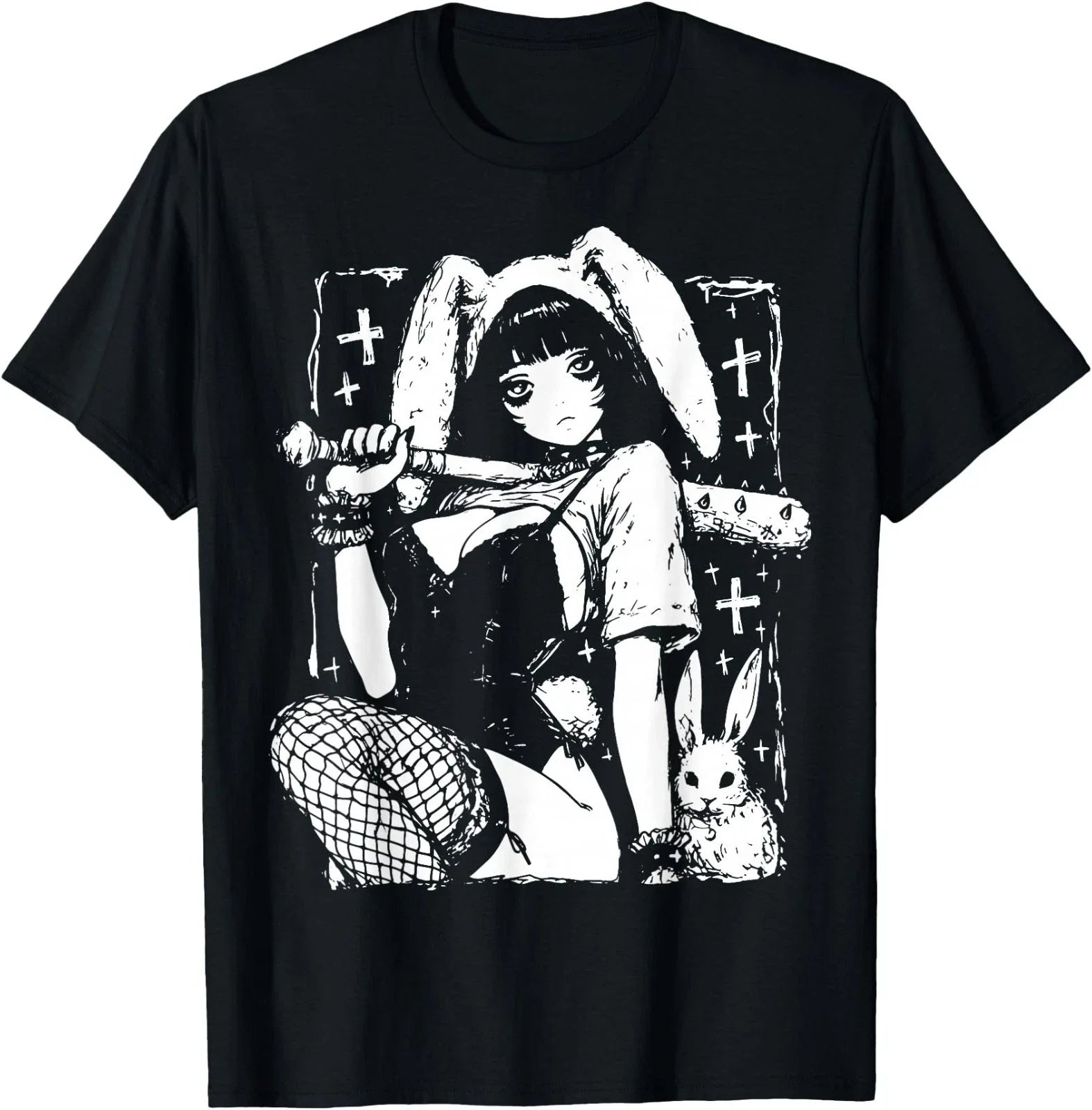 Creepy Horror Bunny Anime Manga Alt Kawaii Harajuku T-Shirt