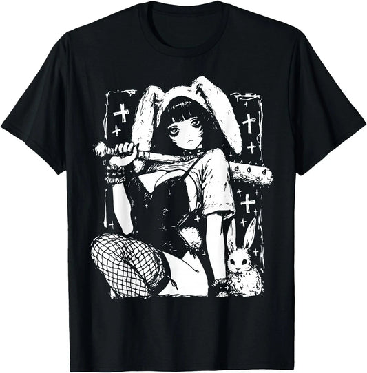 Creepy Horror Bunny Anime Manga Alt Kawaii Harajuku T-Shirt