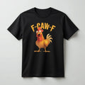 Funny Sarcastic Rooster T-Shirt - "F-CAW-F"Distressed Graphic Tee -lack & White