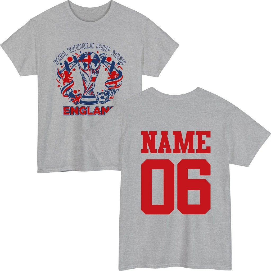 Personalised England 2026 T-Shirt Custom Name Number Football Tournament Tee Top