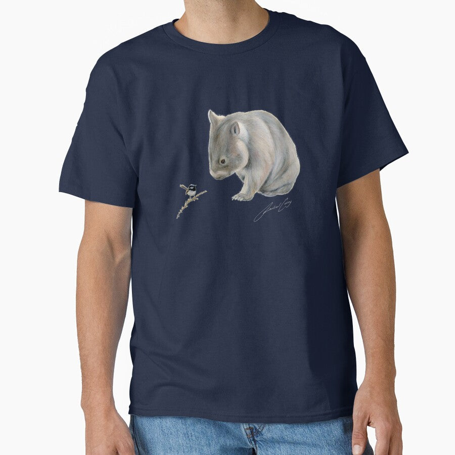 Wombat and Blue Wren Friends with signature. Superb blue fairy wren. by RachaelCurryArt