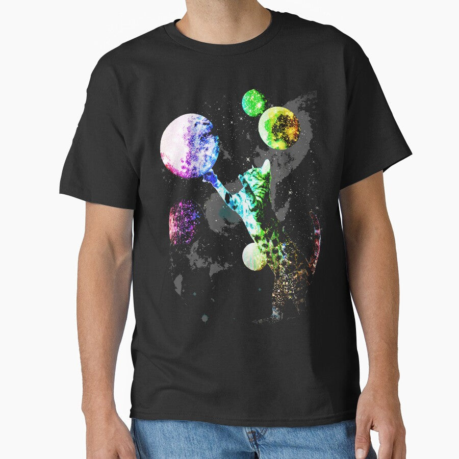 Space Cat with Planets by ROBOTFACE T-Shirts