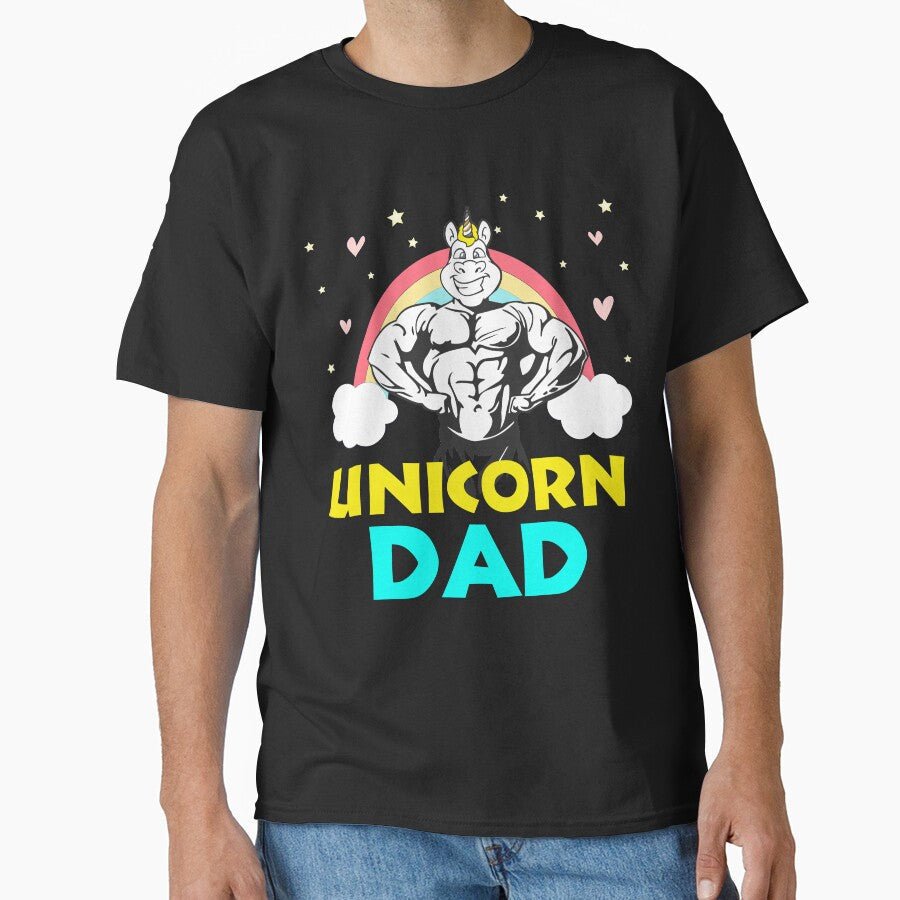 Unicorn Theme Colorful Dad Party Funny Novelty Gift Shirt by Bendthetrend