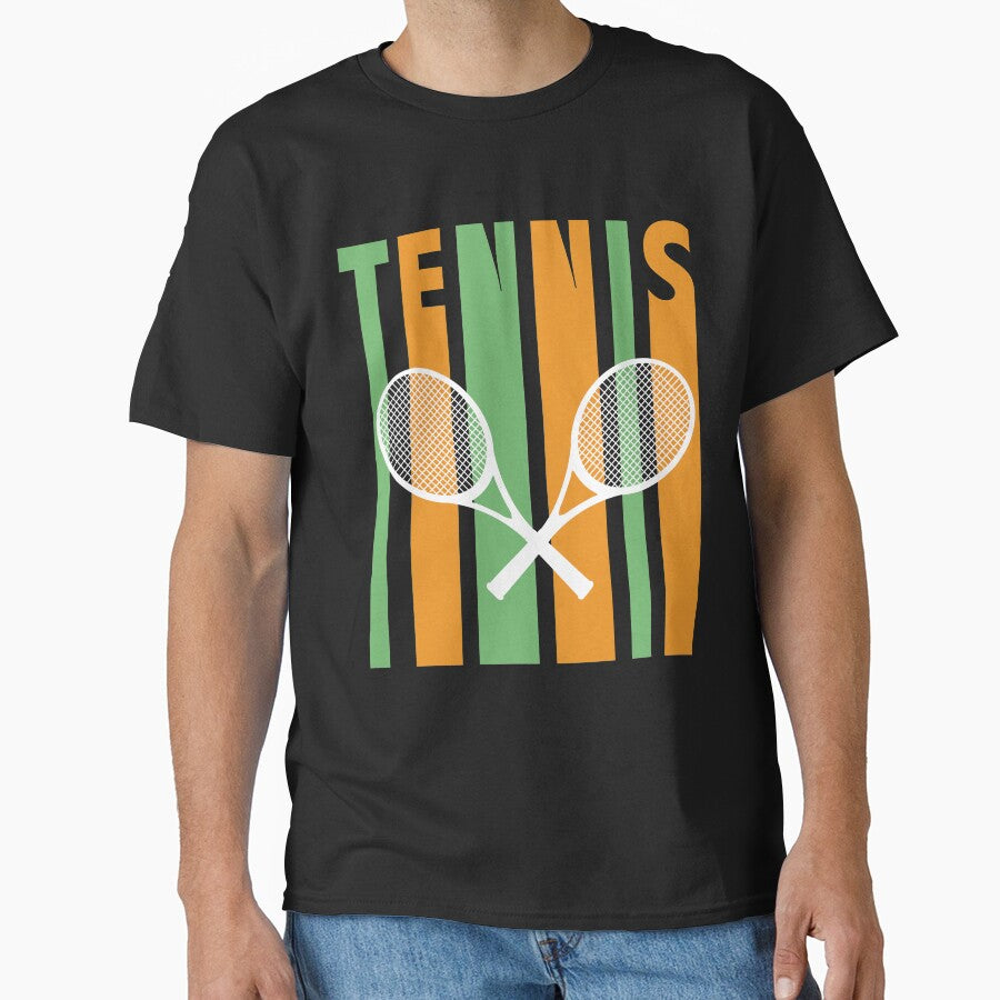 Retro 1970's Style Tennis Player Silhouette Novelty T-Shirt by Bendthetrend