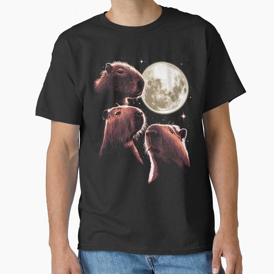 Three Capybara Moon Funny Capybara Meme Mystical Capybara by vomaria