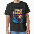 Cool cat portrait wearing a blue Jacket by KoolArtDistrict