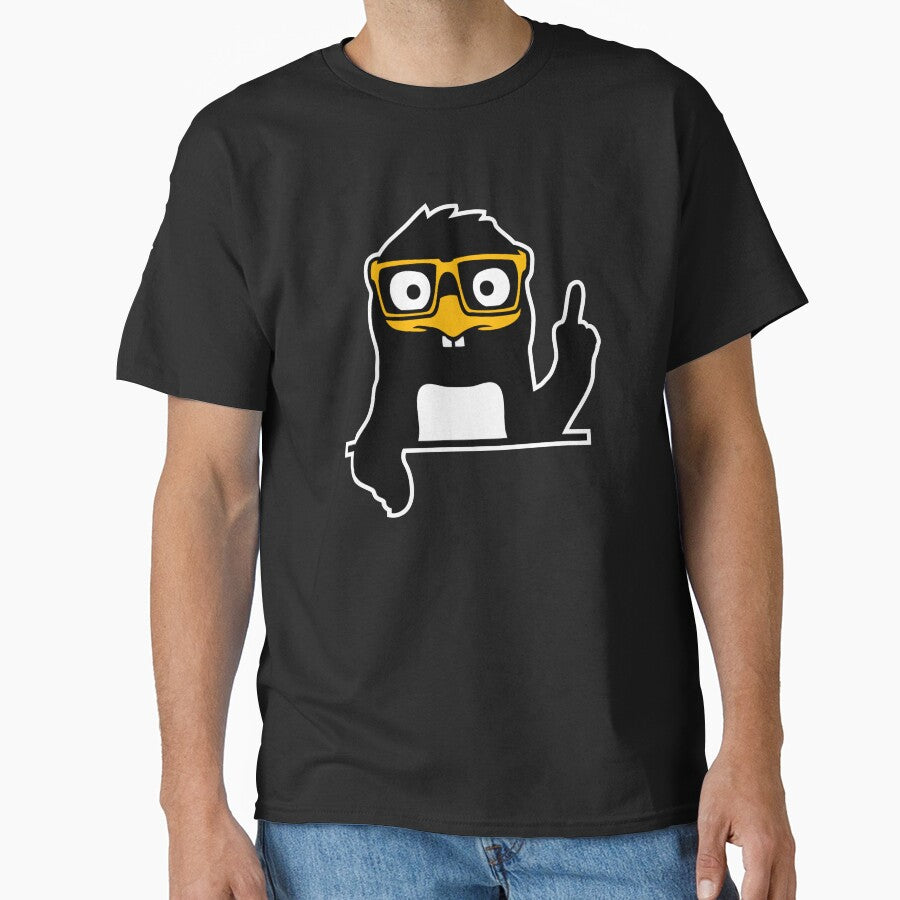 Penguin Nerd Glasses Finger Pointing Smug Funny Animal by shirt-o-mat