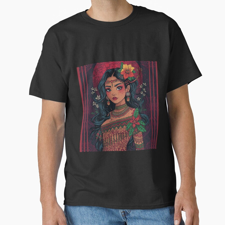 Boho Floral Anime Girl – Ethnic Fantasy Portrait | Colorful Bohemian Art by ArtBySylvia