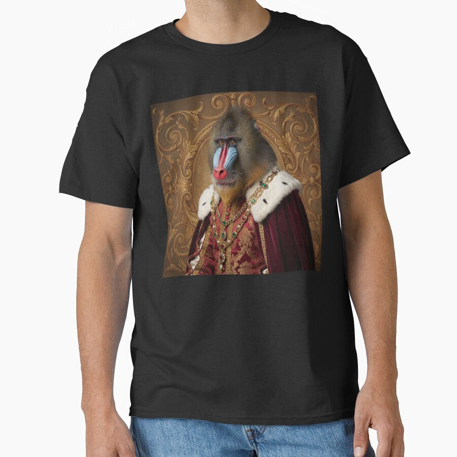 Mandrill Noble cool animal Tudor style portrait art by Vintage Designs +
