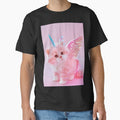Pink Glitter Cat Unicorn Pegasus – Magical Fantasy Art Print for Cat Lovers by Starcrimedesign