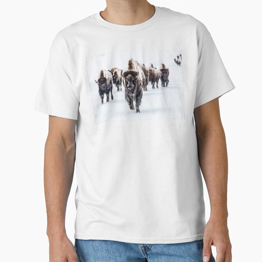 Bison Bulls Treading in the Snow by YunekOriginals