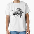 Charging Wildebeest – Black & White Wildlife Portrait by Massimo Righi