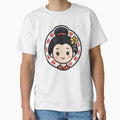Kawaii Geisha with Yellow Flower and Red Sun | Japanese Art Illustration by OsasChild