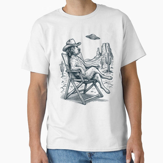 Vintage Brittany Cowboy UFO Western Alien Dog Lover by DoodleTortle