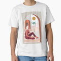 Boho chic style woman girl palms tree, by Arctic frame studio