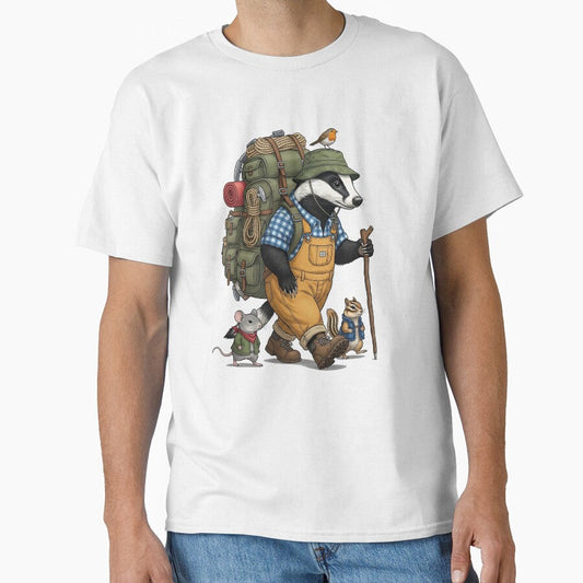 Adventurous Hiking Badger with Backpack and Mouse by TeeARTHY