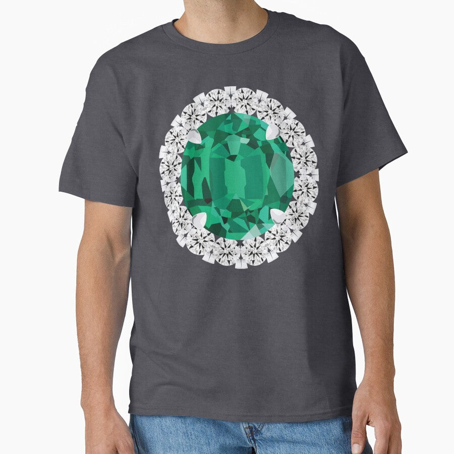 Round Cut Emerald Surrounded by Cluster Diamonds by Nicki Licking