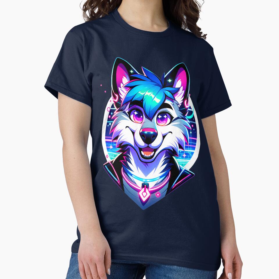 Cyberpunk Neon Furry Anthro Wolf by BlueBullBazaar