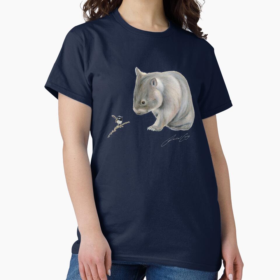 Wombat and Blue Wren Friends with signature. Superb blue fairy wren. by RachaelCurryArt