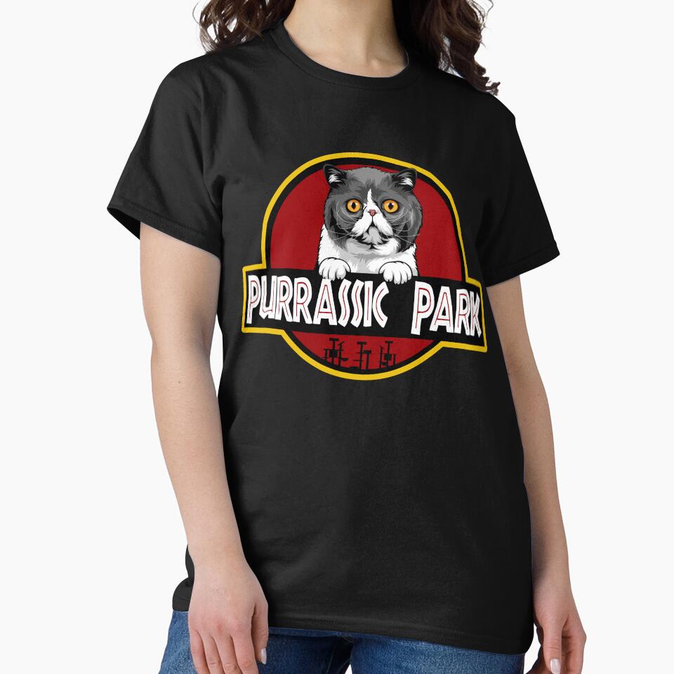 Funny Exotic Shorthair Cat Purrassic Park by Funny Shirts Matter