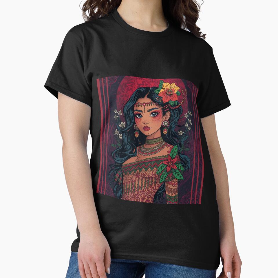 Boho Floral Anime Girl – Ethnic Fantasy Portrait | Colorful Bohemian Art by ArtBySylvia