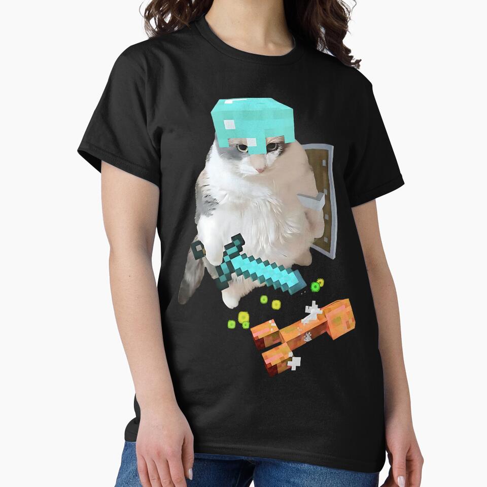 Diamond Armor Cat Creeper Gamer T-Shirt, Funny Mine Crafts Tee by thudoando