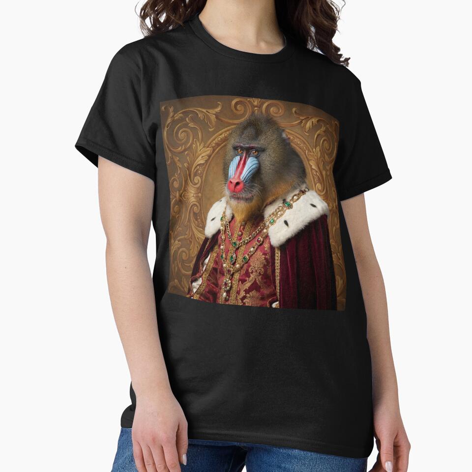 Mandrill Noble cool animal Tudor style portrait art by Vintage Designs +