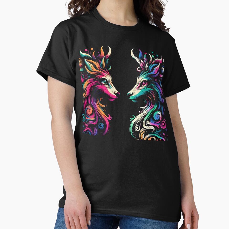 Swirling Furry Twin Wolves on Black by zoughlal