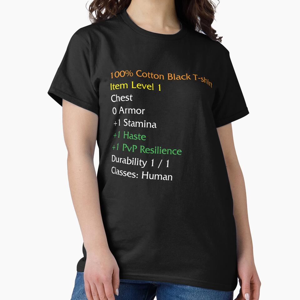 WoW Funny T-shirt  Item stats description Black shirt meme by ElevenVoid