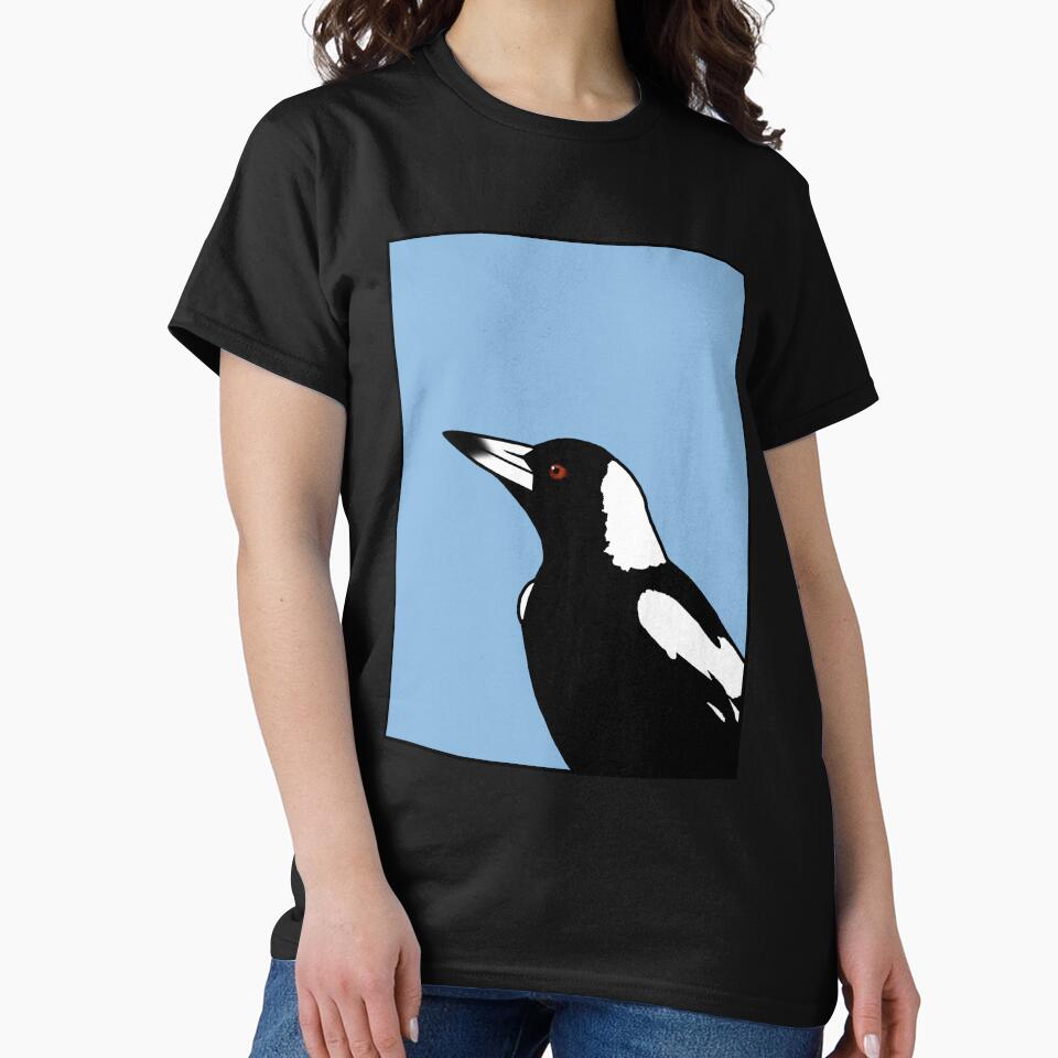 Australian Magpie CloseUp - Light Blue by Birds & Things
