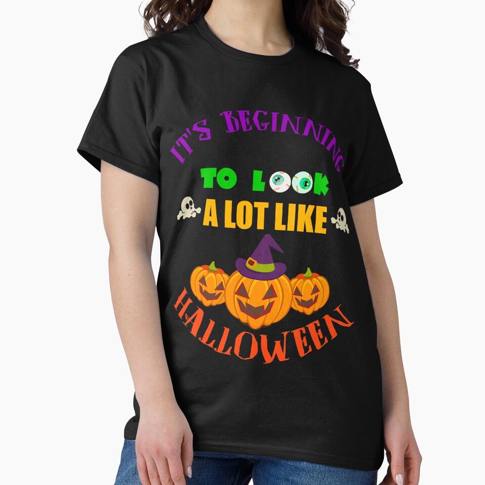 It's Beginning To look A Lot Like Halloween Pumpkin T-Shirt by Bendthetrend