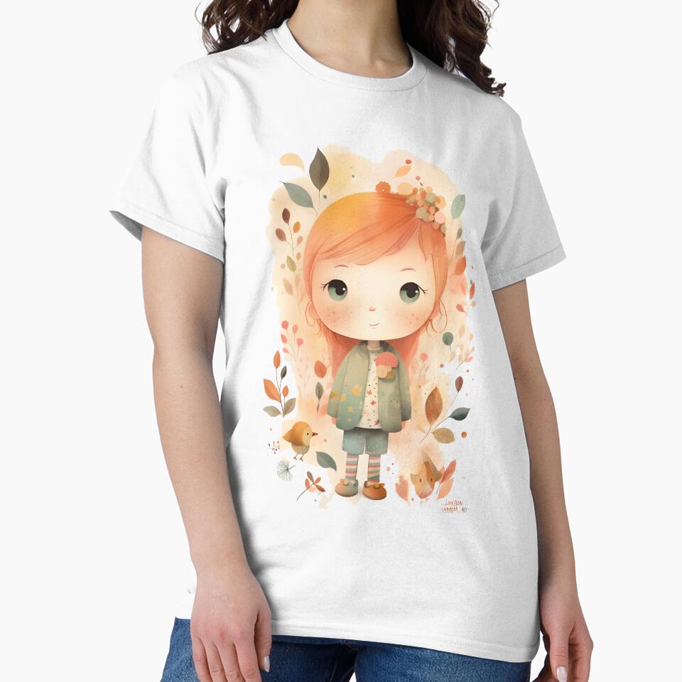 Cute Little Auburn Boho Girl | Bohemian Art by StickeryPickery
