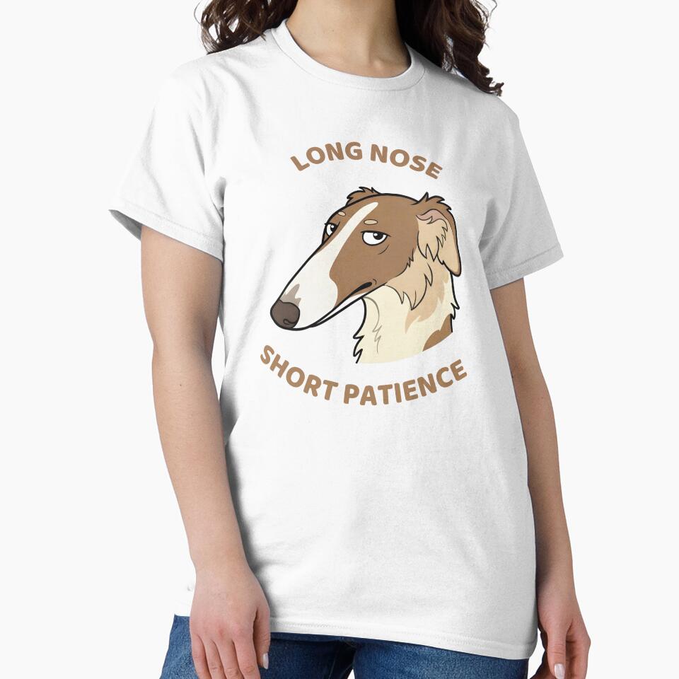 Long Nose Short Patience – Funny Russian Borzoi Cartoon Dog by OskarCreates