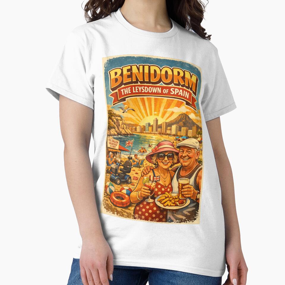 Benidorm The Leysdown of Spain Vintage Holiday Humor Design by GarnerSupplyCo