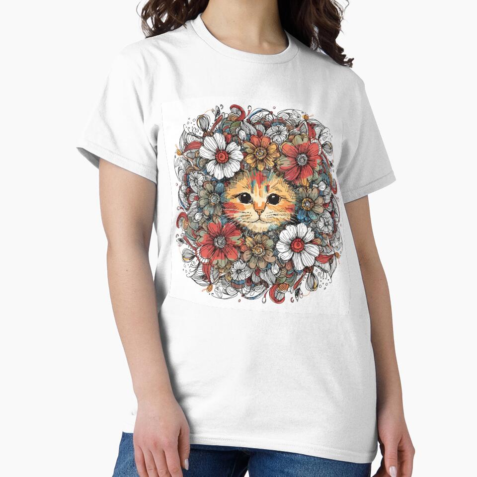 Boho Mandala Cat Illustration | Floral Tribal Cat Art | Vintage Ethnic Animal Design by Anime9122