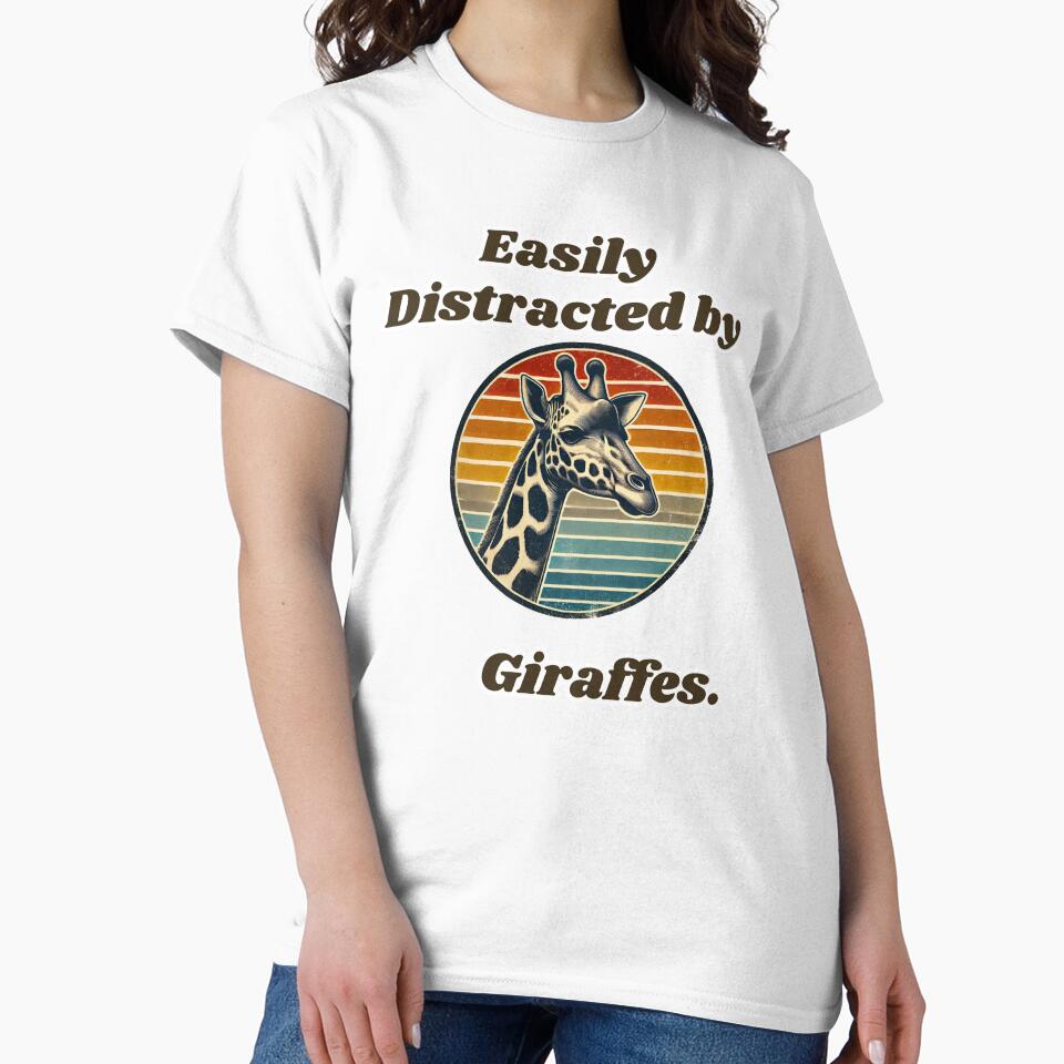 Easily Distracted By Giraffes Funny retro Giraffe Lover Gift by TheScruffyGoose
