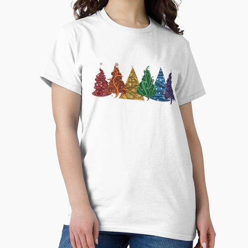 Aesthetic Colorful Abstract Christmas Trees Illustration with Whimsical Swirls and Festive Holiday Charm by QuotinTs